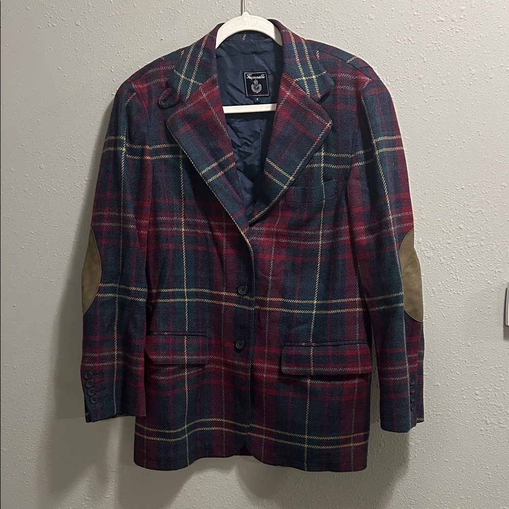 Vintage Faconnable Tartan Plaid Blazer Jacket Med Red Green